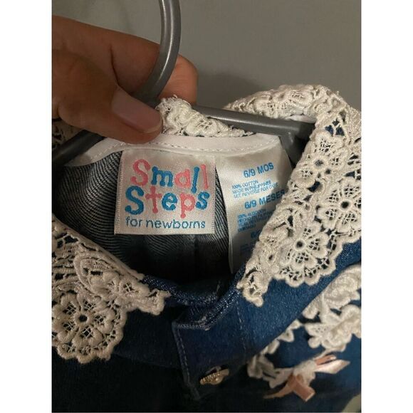 Small Steps Vintage Chambray Romper Jumpsuit Button Up Size 6/9 Months - Picture 7 of 7